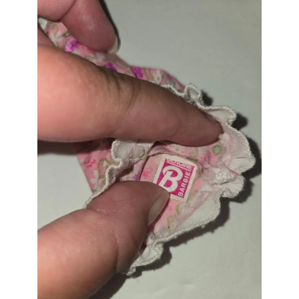 Barbie Doll Fit Flare Dress Vintage 90s Pink Floral Print Cloth Dress Pink Tag